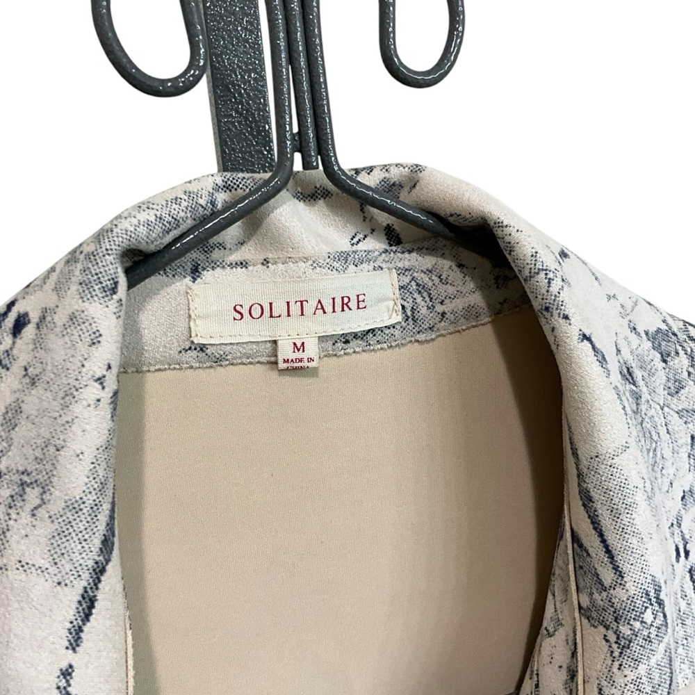 Solitaire For Anthropologie Trench Coat Size M Faux Suede Like Boho Belted - Picture 9 of 10